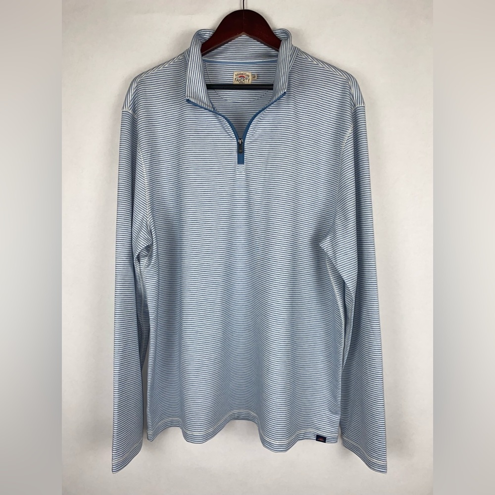 Faherty Movement Quarter Zip Madaket Stripe Pullover Lightweight Jacket XL EUC